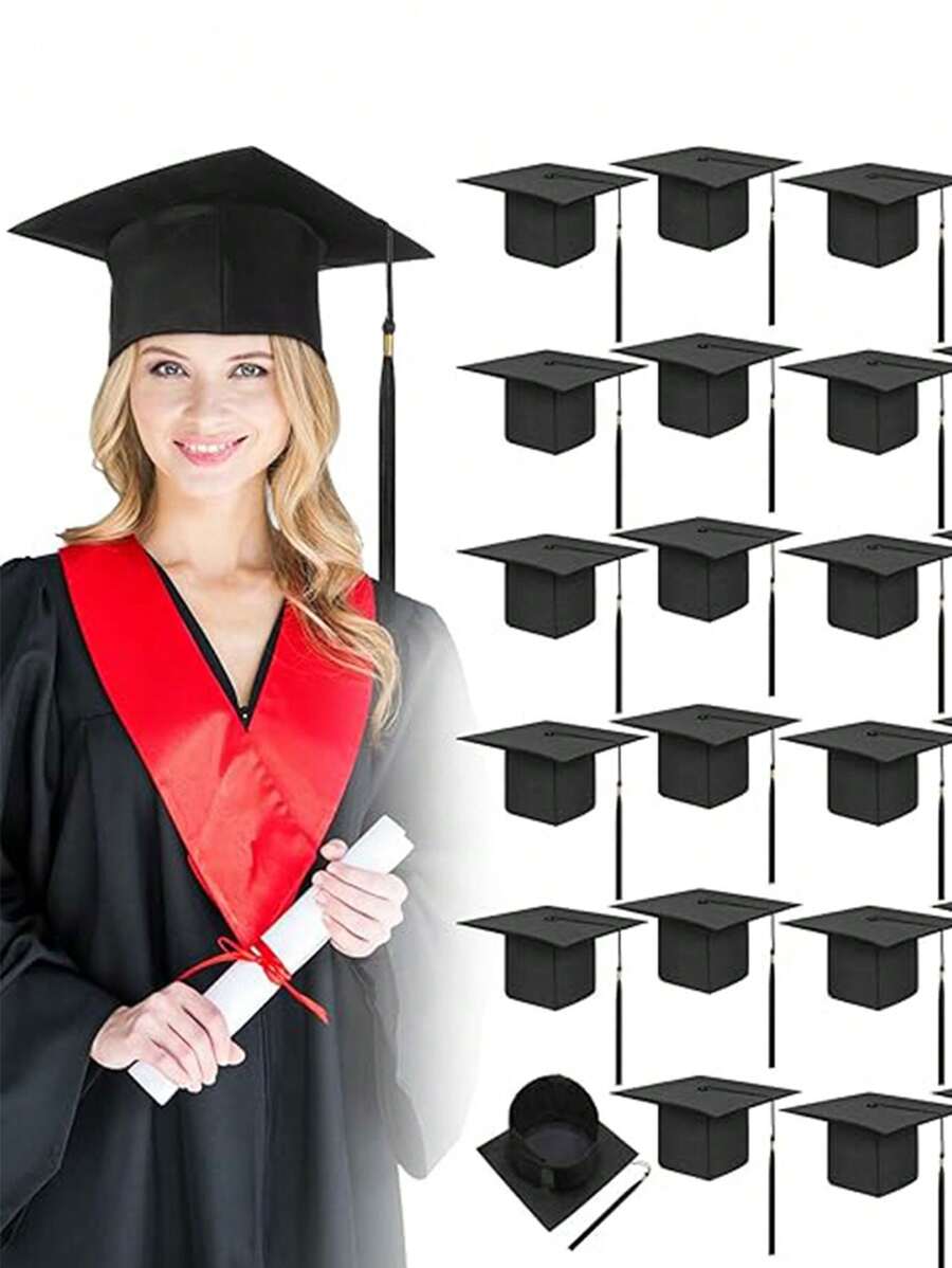 1pc Bachelor Cap Graduation Cap For Adult , Unisex Graduation Cap For Men And Women, Black Graduation Cap Graduation Party Photo Prop,Graduation Cap Decor