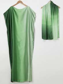 1 套女士新款仿丝条纹花卉印花海滩度假比基尼罩衫和头巾，非常适合旅行和日常使用 - 长袍、头巾