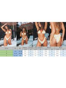 Women Summer Two Piece Bikini Swimsuit Bathing Suits Halter Triangle Tops String Bikini Sets - White - View 7