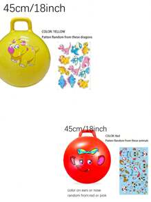 45cm/18inch/55cm/22inch Bouncy Hopper Balls With Handle For Kids, Ride On Toys Balls For Toddlers 1-3 & Kids 4-8, 1 Pack Hopper Ball 18 Inch Size For Kids Jumping Sports Ride Games Balance Exercise Indoor Outdoor Fun