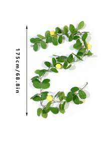 1/2pcs, 180cm/5.9ft, Artificial Lemon Green Leaf Vine, Foam Fruit Plant Wreath, Fake Hanging Plant Green Lemon Wreath Decor, Suitable For Spring Room Decor, Home, Bedroom, Wall, Party, Wedding Decoration