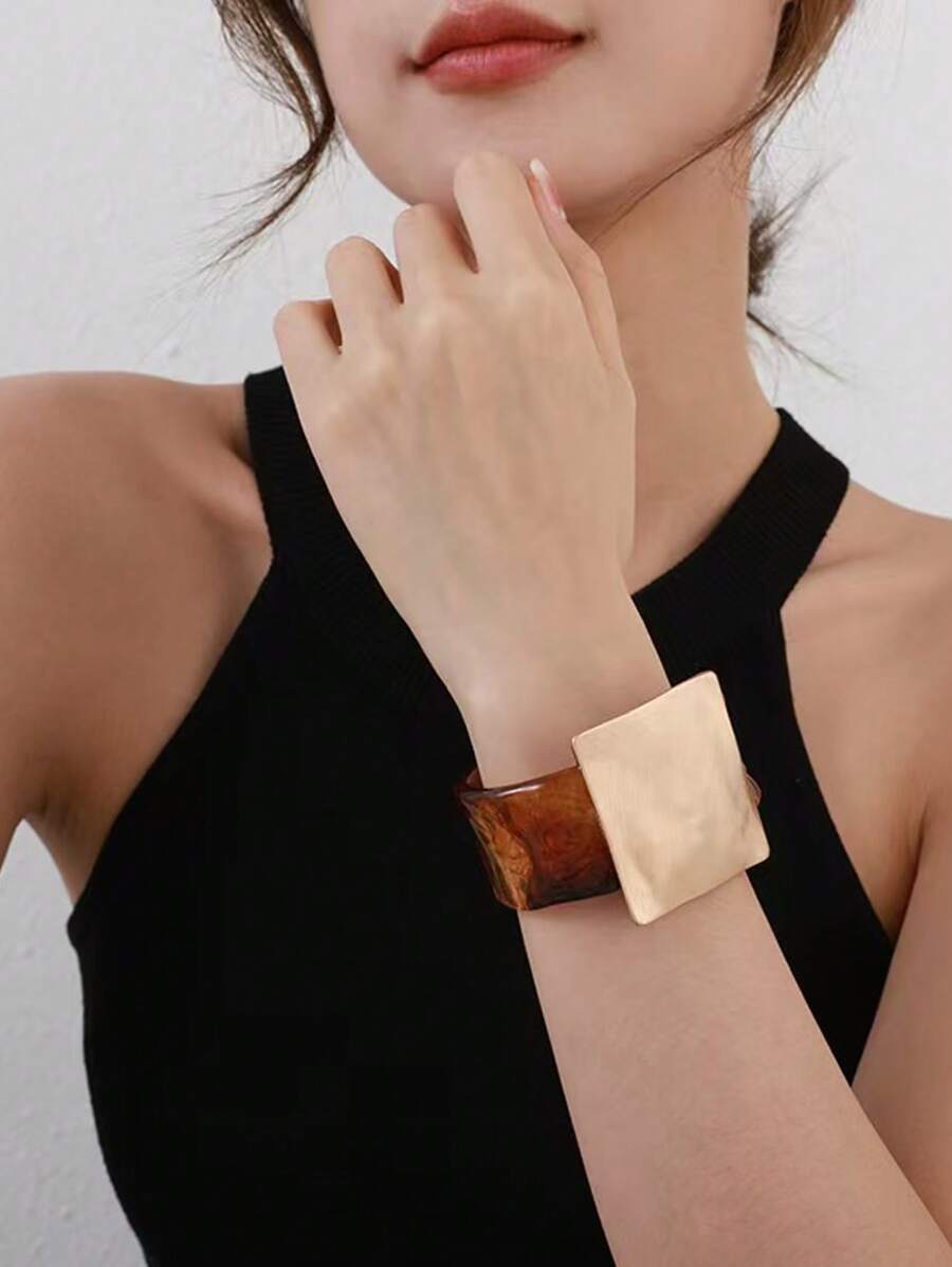1 件亚克力几何袖口手链，朋克风格女士配饰，适合日常佩戴、派对和聚会 - 彩色 - 查看 1