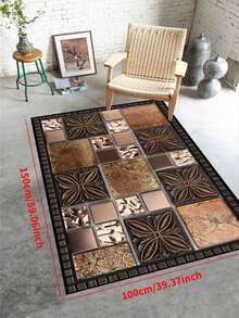 1 pieza Alfombra resistente al deslizamiento con 'Patrones diferentes en la celosía de piedra', lavable a máquina, alfombra para entrada, sala de estar, dormitorio, cuarto de niños, patio exterior, jardín, decoración del hogar, decoración de la habitación, alfombra de área, tapiz