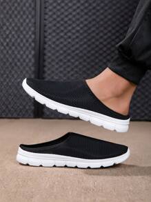 Summer Casual Slip-On Sneakers, Soft Sole Lightweight Breathable Running Shoes, Perforated Convertible Backless Design