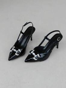 Women's Summer New Backstrap High Heel Sandals, Closed Toe Stiletto Sexy High Heels, Elegant Style - Black - View 6