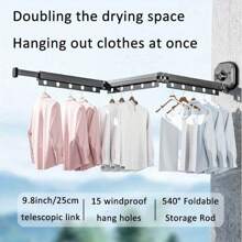 Space-Saving Collapsible Drying Rack With Suction Cups - No Drilling Required, Invisible Design For Balconies And Travel - black - View 2
