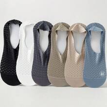 3/6 Pairs Men's Breathable Mesh Silicone Anti-Slip Summer Casual Boat Socks, Thin Invisible Socks, Versatile For Spring&Autumn