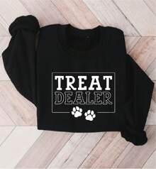 Treat Dealer Sweatshirt, Dog Lovers Sweater, Funny Pets Sweatshirts, Gift For Dog Owner, Paw Print Sweaters, Pet Lovers Sweatshirt, Unisex Dog Owners Sweater, Dog Dad Sweatshirt. SD-2925 - Black - View 1