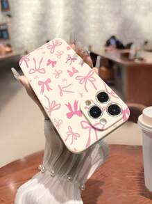Bow-Knot 1pc Perforated Edge Pink Bow Decorative Thickened Anti-Fall Painted Phone Case Compatible With IPhone 16/16Pro/16Plus/16ProMax, Compatible With IPhone 15 ProMax, Compatible With IPhone Compatible With Galaxy S25, S25PLUS, S25, S25 Ultra, S22Ultra, S23, A33, A53, S20FE, Compatible With Redmi 11 Youth, 12Pro, 12/12X, Note11, 9A, 9C, Polox3NFC, Compatible With Redmi 10, Compatible With Redmi 9, Note9, 12C, Note11Pro, Compatible With Redmi 10C, Note8Pro, International Version, Not The Domestic Version - Multicolor - View 2