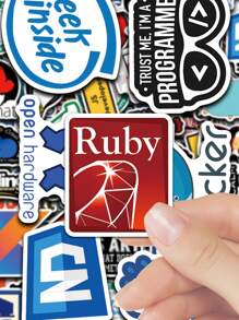 50pcs Programmer Sticker PVC Material, Such As Laptops, Mobile Phones, Water Bottles, Etc. The High Viscosity Design Ensures That The Sticker Is Firm And Not Easy To Fall Off.