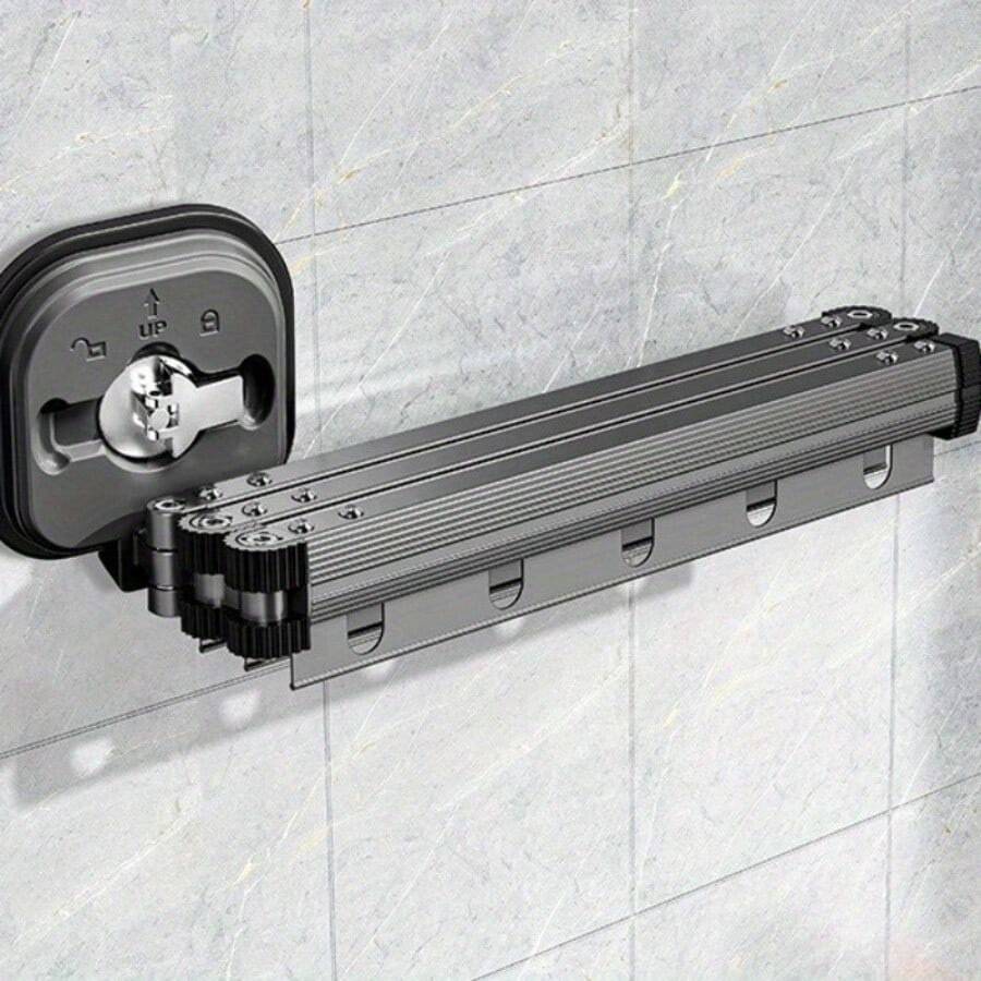 Space-Saving Collapsible Drying Rack With Suction Cups - No Drilling Required, Invisible Design For Balconies And Travel - black - View 1