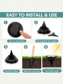4件太阳能户外防水地面插电灯，8个LED太阳能地面灯，适用于花园、露台、草坪、庭院、小路、庭院、甲板和人行道等户外景观照明。圆盘灯。