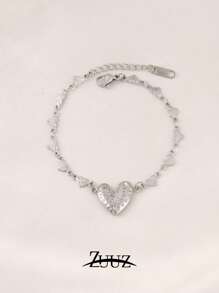 1 件朋克不锈钢心形吊坠手链女式镀金心形链式手链最佳朋友珠宝礼物 - 手鍊 - 查看 8