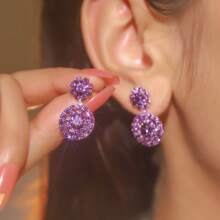 1 paire de boucles d'oreilles à clous en cristal CZ effet AB, pour un look glamour, idéales pour le mariage, les fêtes et les cérémonies de remise des diplômes