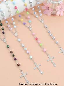 1 件复古圣母玛利亚、耶稣、基督教吊坠串珠项链、锌合金饰品、男女通用 - 串珠十字項鍊 - 查看 10