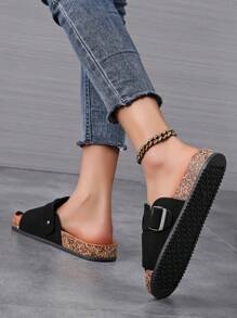 Sandals For Women Fashion Summer Women's Print Thick-Soled Slippers Beach Slides Female Flat Slippers Adjustable Straps Buckle Slippers Home Student Slippers Flip Flops