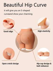 Silicone Pants With Hip Enhancer And Fake Buttocks For Women, Suitable For Waist Circumference Of 25.2 Inches -51.18 Inches, Thickness Of 0.49 Inches