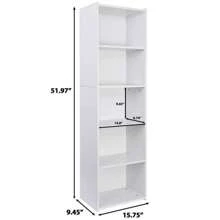 Segawe 5-Tiers Bookshelf Bookcase Multipurpose Collection Display Storage