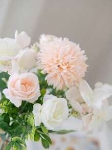 1/3 件人造牡丹花丝绸玫瑰花束假绣球花适用于春秋季装饰婚礼花瓶适用于家庭、餐厅、厨房、卧室、房间装饰、母亲节、父亲节、复活节、节日生日派对配件、户外花园装饰 - 球菊花束-香檳色 - 查看 6