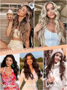 Tóc nối vô hình màu đen sô cô la đến vàng caramel, tóc nối gợn sóng tự nhiên cho nữ, tóc nối tổng hợp, tóc kẹp. - Nhiều màu - Xem 8