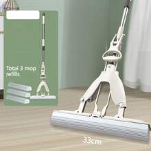 House Cleaning Tools Sponge Mop Roller Sponge Mop Self Squeeze Sponge Mop Stainless Steel Handle With PVA Absorbent Mop Head Refills For Home Commercial Use Tile Floor Bathroom Garage Cleaning - White - View 15