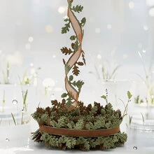 2卷人造常春藤欧根纱丝带工艺品卷婚礼礼品包装用品 - 5M * 4cm 宽度叶丝带蝴蝶结 DIY 家庭派对装饰