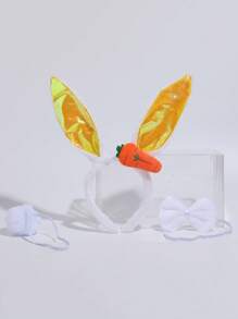 Plush Rabbit Headband, Adorable Fashionable Versatile Party Hair Accessory, Cartoon Carrot Rabbit Ear Headband Hair Clip, Minimalist Solid Color - Multicolor - View 28