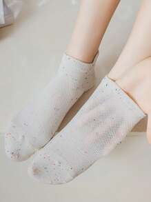 5 Pairs Women's Polka Dot Mesh Ear Loop Short Socks, Random Colors - Multicolor - View 9