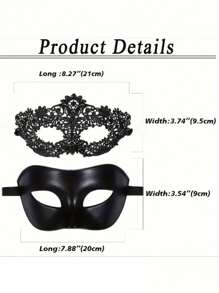 1 Pc Women's Sexy Lingerie Accessories, Halloween Lace Mask Funny Eye Mask, Sexy Party Masquerade Mask For Couples Date, Music Festival, Ball Party - Black - View 5