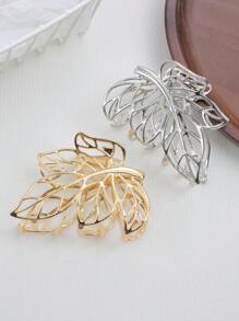 1 pièce Pince à cheveux en métal creuse en forme de feuille, taille moyenne, pince occipitale, fixation forte, polyvalente, pince à cheveux, mâchoire à cheveux, pince à cheveux, attache à cheveux, clip de cheveux