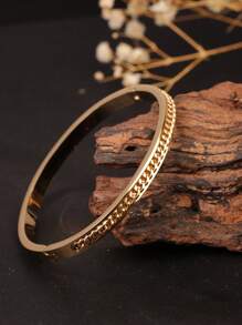 1pc Titanium Steel 18K Gold Plated Chain Bracelet, Embedded Design, No Color Fade, Fashion Versatile Personalized, Suitable For Women's Daily Wear, Party, And Gift