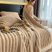 1pc Soft Fluffy Rabbit Fur Fleece Blanket, Warm Throw Blanket For Nap, Office, Sofa, Solid Color Small Blanket, Multi-Use