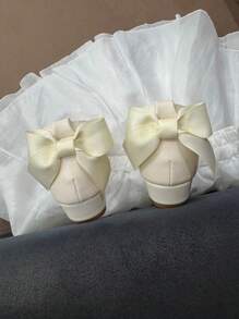 Romantic Children's High Heel Shoes, Embroidered Breathable Mesh Fabric, Cute Butterfly Decor, Suitable For Party, Romantic Vacation, Evening Dress - Beige - View 8