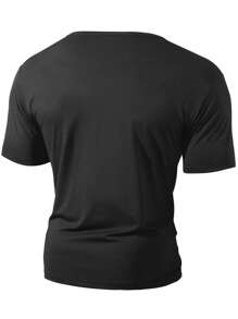 Men's Summer Casual Loose Crew Neck Short Sleeve T-Shirt - Black - View 3