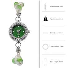 1pc Women's Niche Style Green Ceramic Bead Adjustable Band Quartz Wrist Watch, Unique Gift For Her