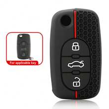 Key Case For Audi A1 A4 B6 A6 C5 Tt 8N Silicone Car Key Cover 3 Button Key Holder Keychain Accessories Protection