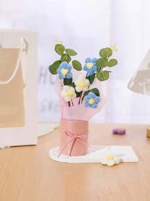 1 件情人节礼物毛绒花束，手工针织花束，向日葵花束，仿真玫瑰花束，适合情人节、生日、母亲节、圣诞节、复活节 - 彩色 - 查看 11