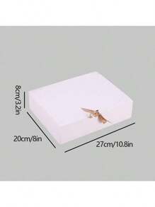 1 个皮革和白色纸板礼品盒，带蝴蝶结，用于马卡龙 - 白色 - 查看 6