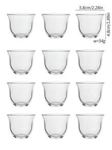 6 件/8 件/12 件，2.3 盎司玻璃茶杯 - 防刮、隔热、圆形玻璃器皿，适用于茶、清酒、浓缩咖啡 - 多用途、可用洗碗机清洗的透明杯子，表面光滑设计，重返校园