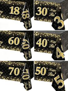 1 件黑金色生日桌布，220*130 厘米塑料桌布，30、40、60、70、18、50 岁生日派对装饰桌布，生日快乐装饰，生日派对用品，生日礼物，生日家居装饰，厨房装饰，餐桌装饰 - 黑金生日 - 查看 9