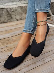 Fall/Winter Women's Comfortable Breathable Flat Shoes, Outdoor Fashion Ballet Patchwork Slip-On Loafers