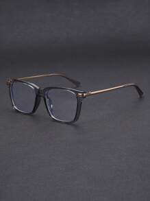 1 副男士商务风格矩形金属平光镜片眼镜，TR 镜框，适用于电脑、装饰、时尚搭配、日常使用 - 彩色 - 查看 12