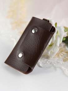 1 Pc Stylish Solid Color PU Leather Key Cover Car Key Protective Shell Portable Door Key Storage Bag With Hardware Buckle Unisex Suitable For Daily Use For Women Wallet Mini Wallet Purse Wallet