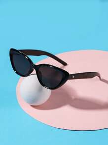 1/2 Pcs Boys Girls 4-8Y Acrylic Casual Small Frame Cat's Eye Spring Fashion Black Eyeglasses For Holiday Outings, Outfit Matching And Holiday Gifts