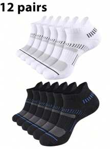 12 pares de calcetines cortos para tobillo para hombre, con almohadillado, que absorben la humedad, ultra suaves, transpirables, minimalistas y de moda, para uso en primavera y verano, para parejas