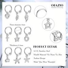 IRONBOX 9Pcs Ear Cuffs Stainless Steel Ear Cuffs For Women Men Non-Piercing Dainty Helix Cartilage Ear Clip On Wrap Earring Set Fake Earrings Lip Ring Adjustable - silvery - View 6