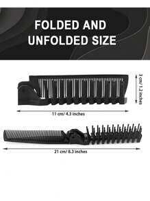 10/3 件散装独立包装折叠梳子，旅行口袋发梳，双头折叠发刷，男女梳子造型工具，黑色，发刷，梳子，美发工具，理发沙龙美发产品及配件，美容旅行必需品