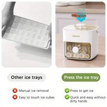 Molde para cubitos de hielo extra grande de 48 compartimentos con deslizamiento fácil - Bandeja de almacenamiento de plástico de doble capa para el refrigerador - Perfecto para el whisky y los cócteles, un accesorio de cocina esencial