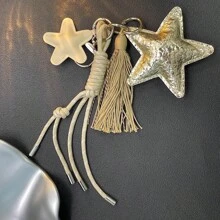 Colgante de estrella dorada personalizada con múltiples elementos para mujer, nuevos encantos colgantes para bolso, joyería colgante creativa, llavero con cadena. Verano
