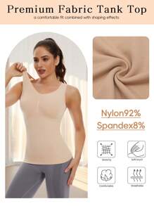 Shapewear Camisoles With Built In Bra Tummy Control Compression Tank Tops For Women Body Shaper Padded Tanks - Beige - View 4